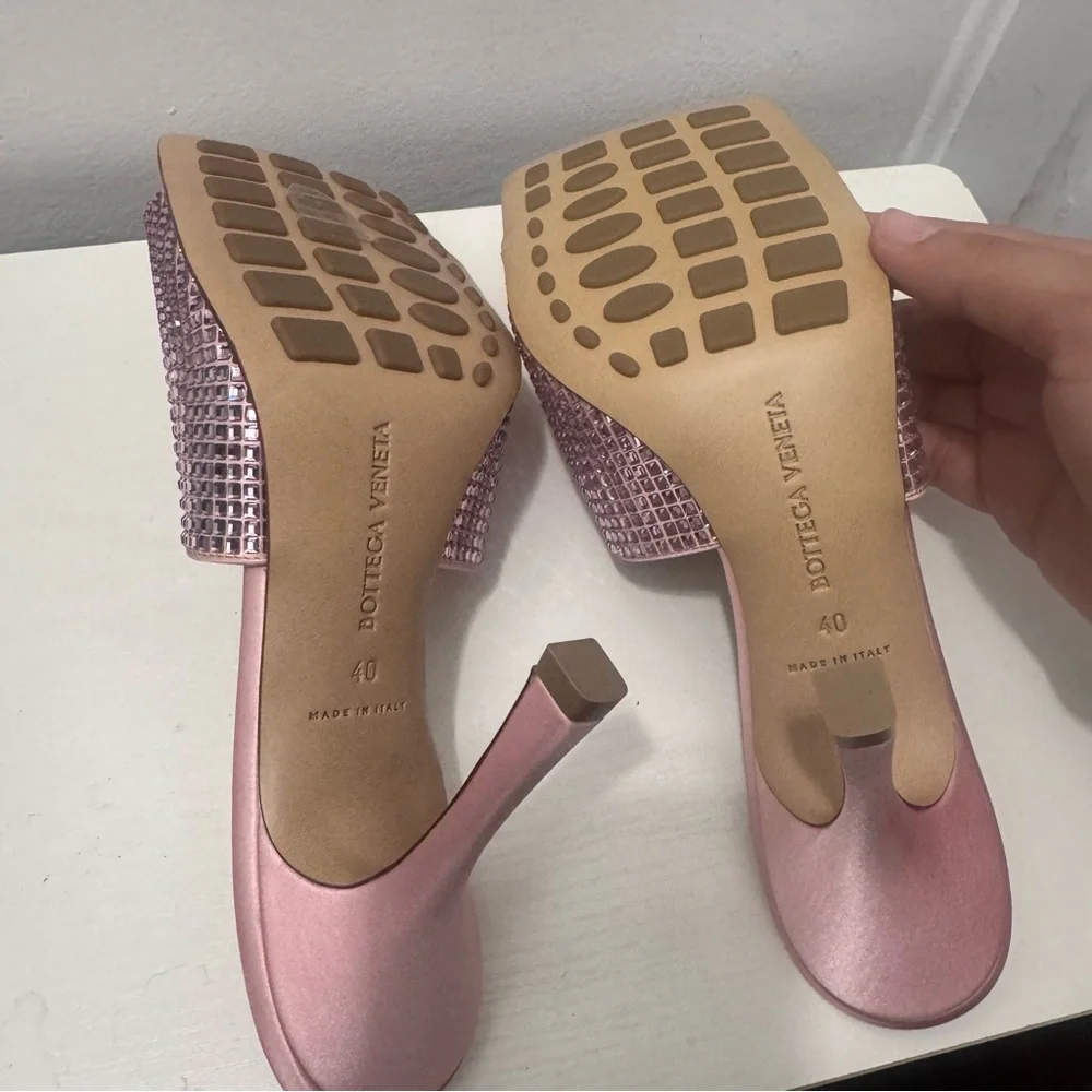 Bottega Veneta Camellia Stretch Sandal In Pink Satin Sparkle